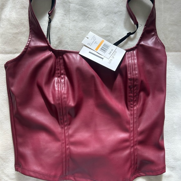 Zara Tops - Zara Burgundy Faux Leather Camisole